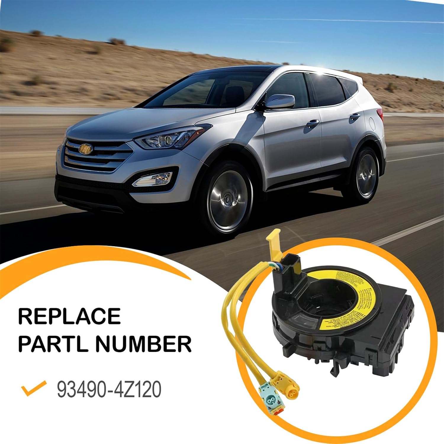 Replacement Wiring Harnesses Clcok-Spring for Hyundai Santa Fe 2013 2014 2015 2016 2017 2018 Part# 93490-4Z120