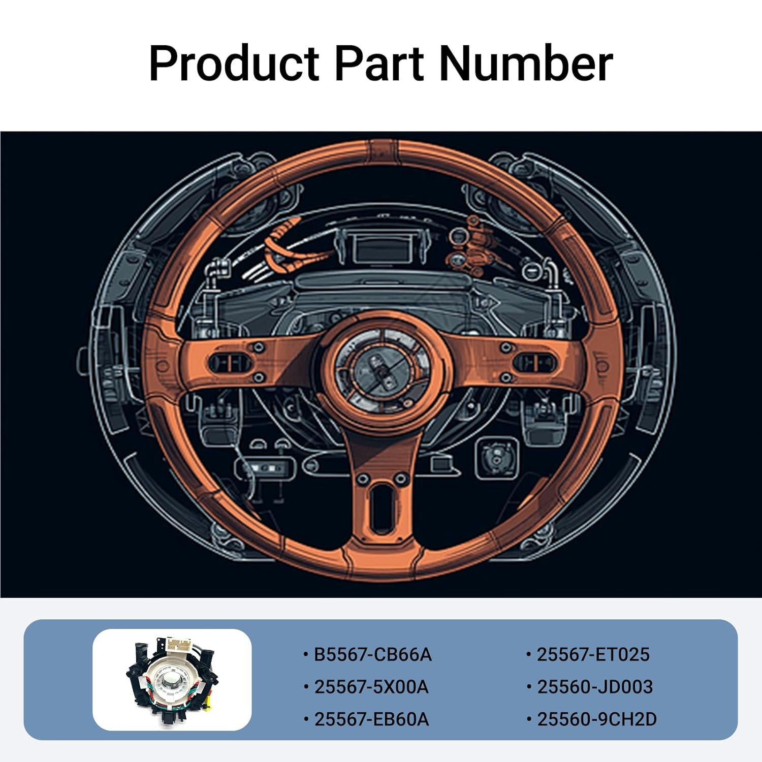 B5567-CB66A Replacement Wire Harnesses Clcok-Spring for 2004-2015 Nissan Titan,2007-2015 Rogue,2007-2012 Versa/Sentra,2003-2007 Murano,2004-2009 Maxima/Quest/350Z Replacement 25567-5X00A