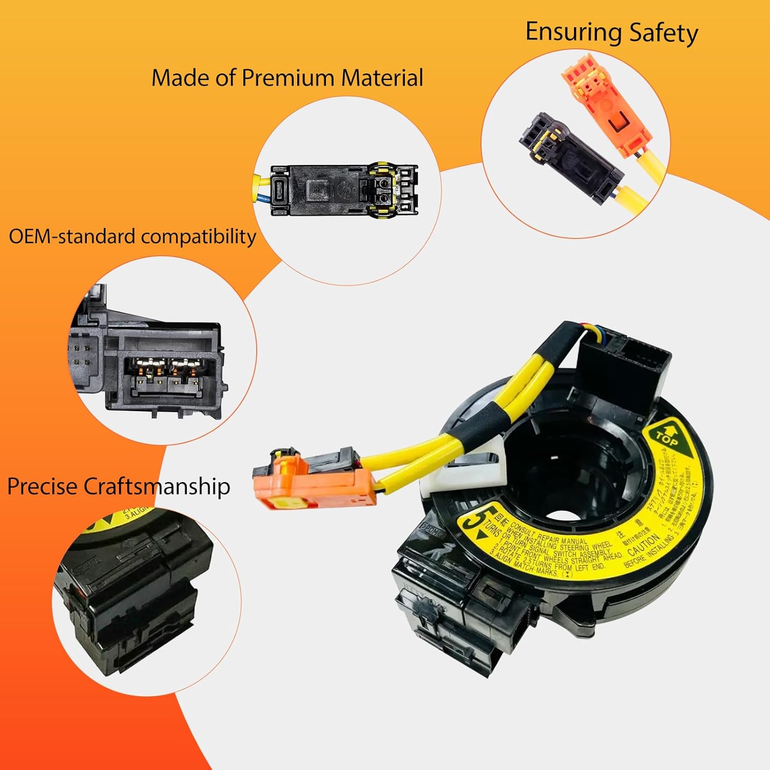 Replacement Wiring Harnesses Clcok-Spring for Toyota Corolla/Matrix 2003-2008, Camry 2002-2006, Sienna 2004-2010, Highlander 2004-2007, Lexus LS430 2001-2006, Scion tC 05-10, xA/xB 04-06, 84306-02110