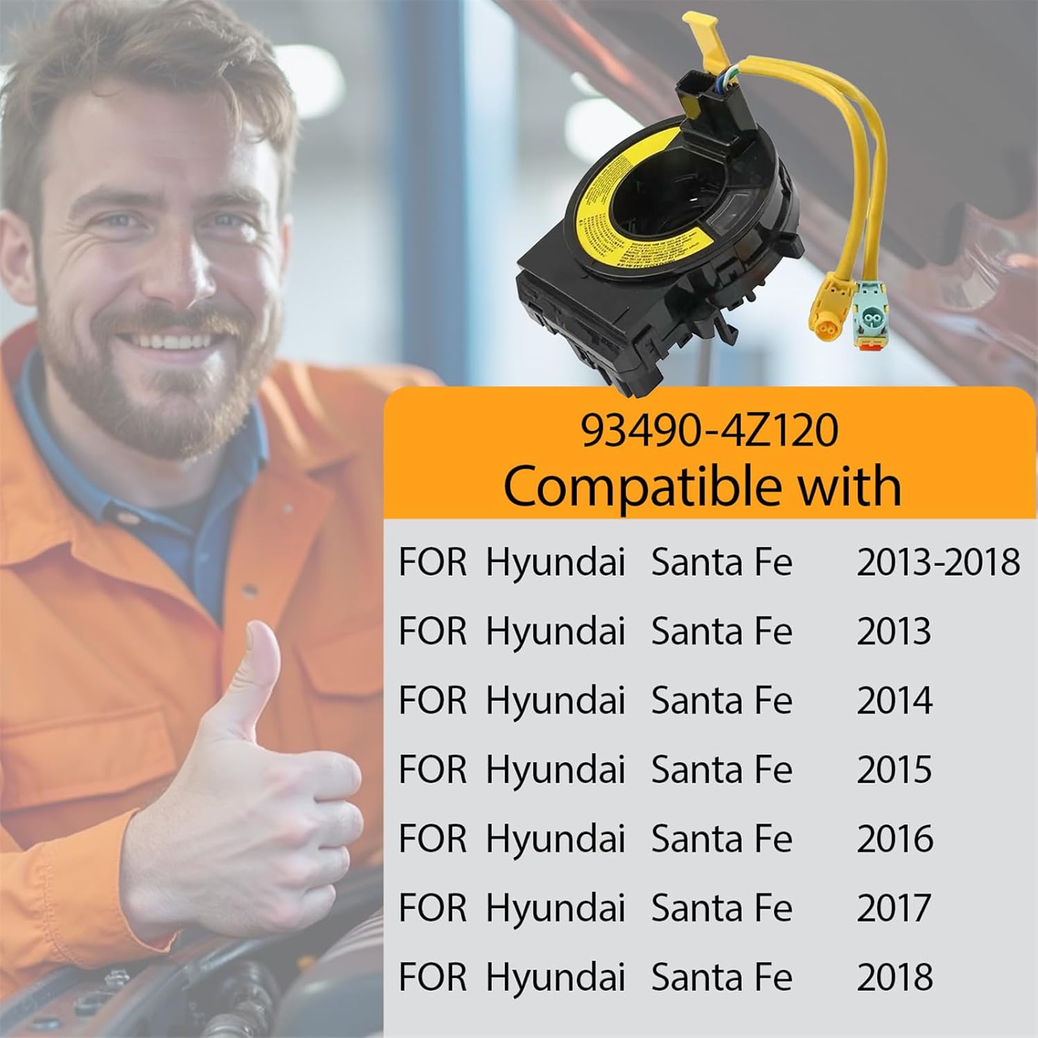 Replacement Wiring Harnesses Clcok-Spring for Hyundai Santa Fe 2013 2014 2015 2016 2017 2018 Part# 93490-4Z120