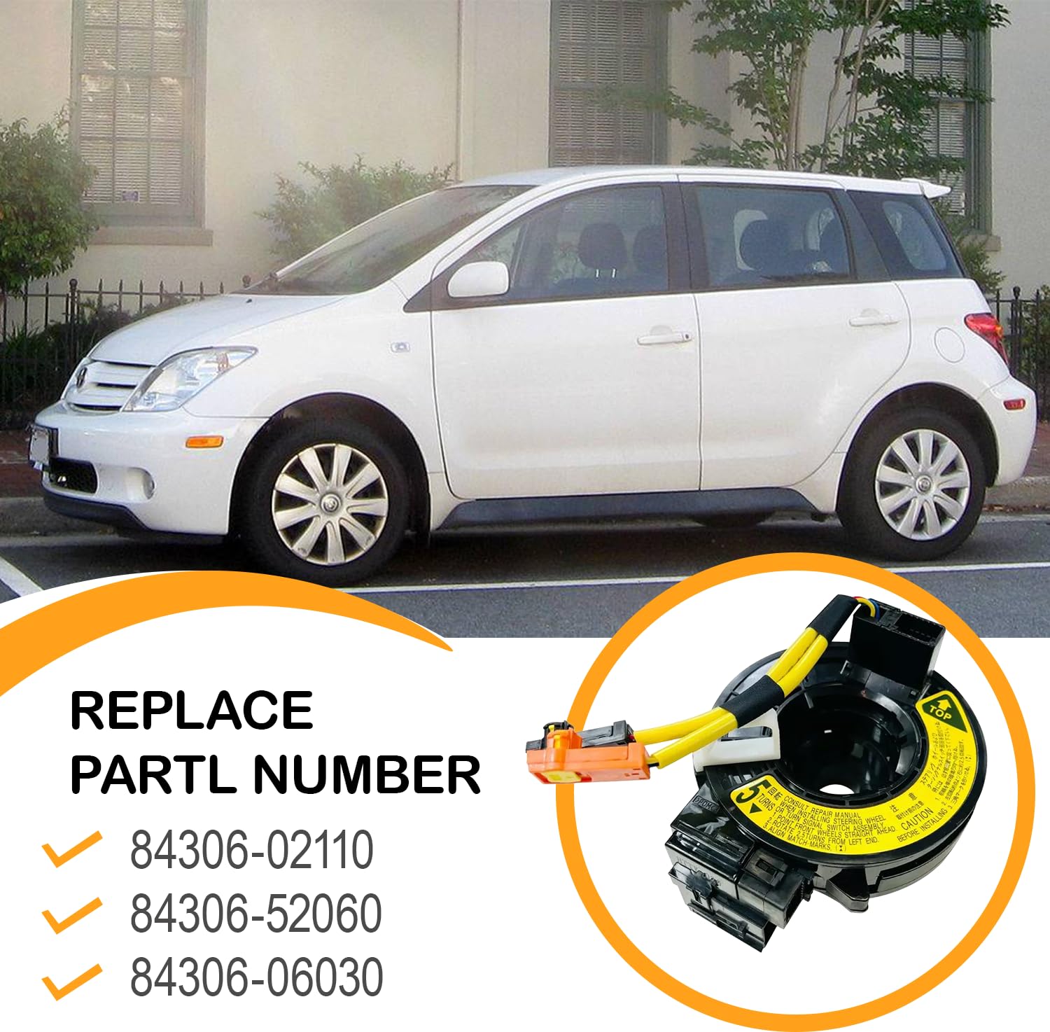 Replacement Wiring Harnesses Clcok-Spring for Toyota Corolla/Matrix 2003-2008, Camry 2002-2006, Sienna 2004-2010, Highlander 2004-2007, Lexus LS430 2001-2006, Scion tC 05-10, xA/xB 04-06, 84306-02110