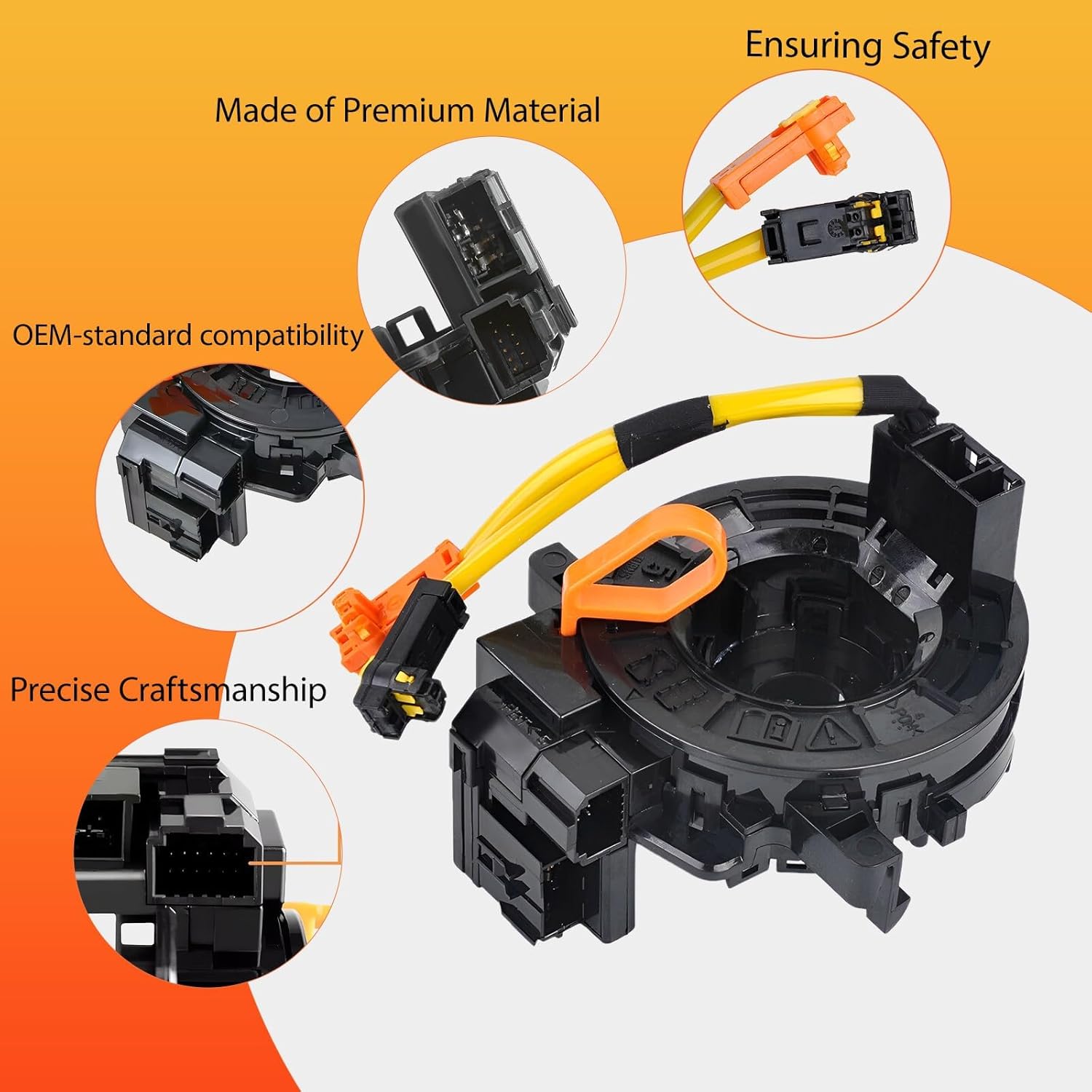 Replacement Wiring Harnesses Clcok-Spring for Toyota Camry, Corolla, Tacoma, Tundra, RAV4, Prius, Sienna, 4Runner, Highlander, Avalon, Yaris, Sequoia, Matrix, Prado Fits Part# 84306-48030/06140/0E010