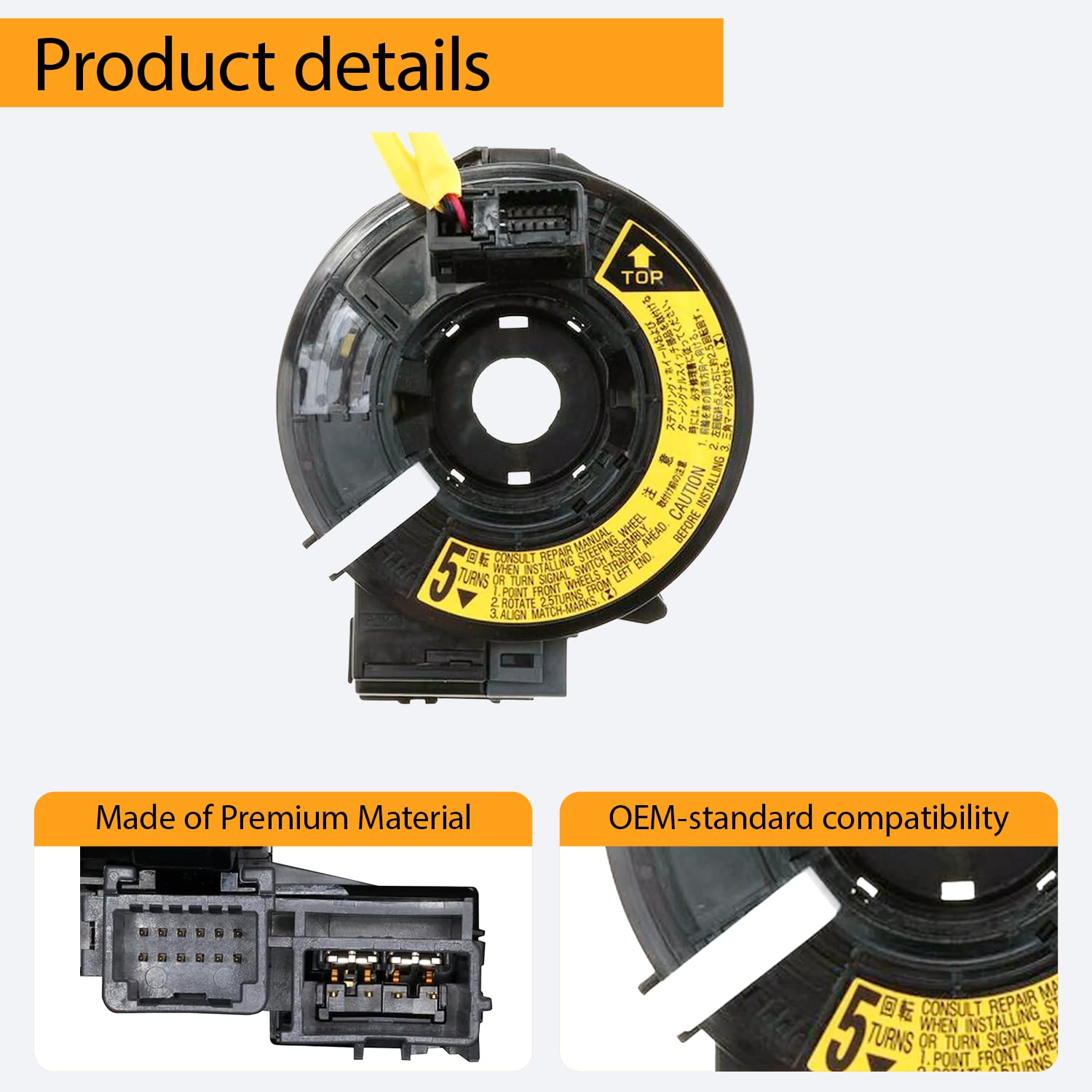 Replacement Wiring Harnesses Clcok-Spring for Toyota Corolla/Matrix 2003-2008, Camry 2002-2006, Sienna 2004-2010, Highlander 2004-2007, Lexus LS430 2001-2006, Scion tC 05-10, xA/xB 04-06, 84306-02110