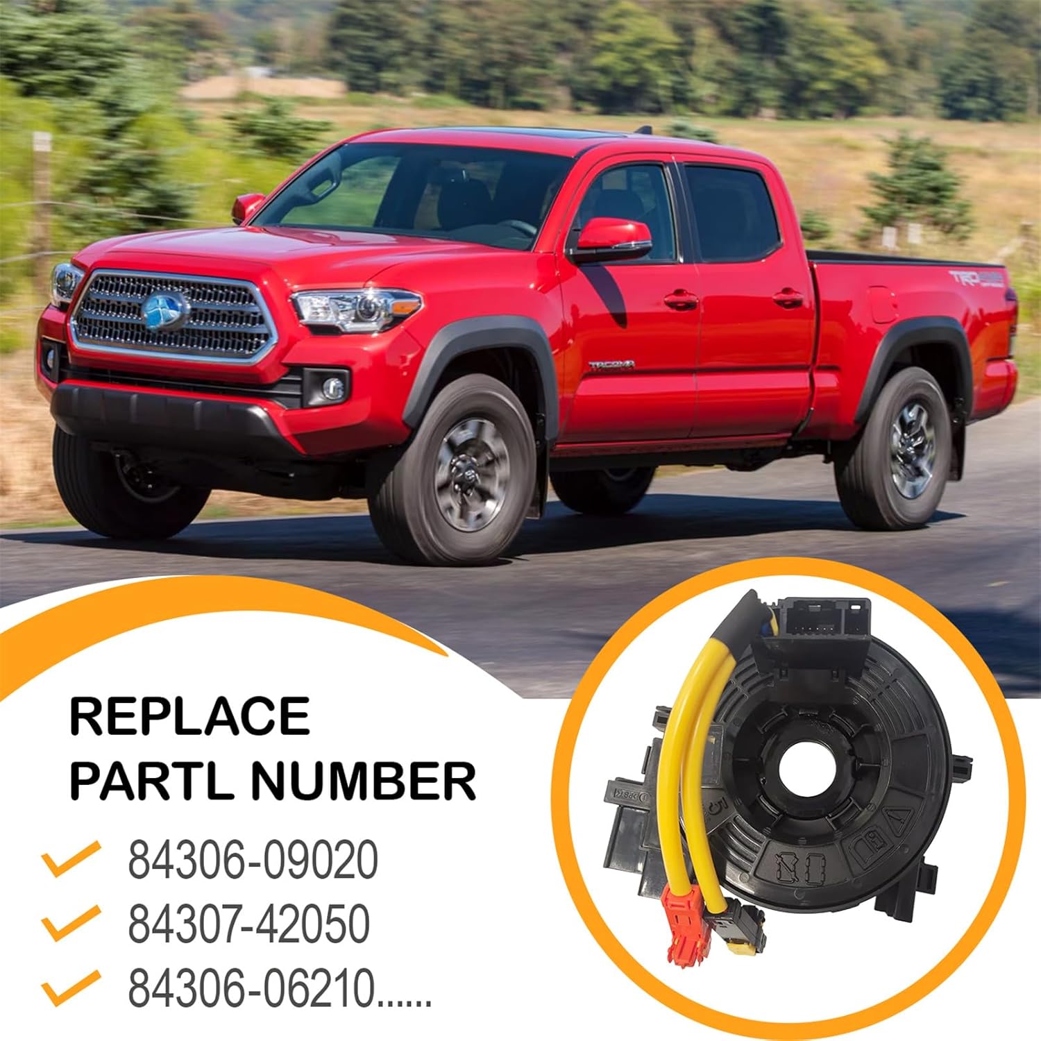 Replacement Wiring Harnesses Clcok-Spring for Toyota Camry 2012-2018, RAV4 2013-2018, Corolla 2014-2019, Highlander 2014-2019, Tacoma 2016-2022 Part# 84306-09020 84306-06090 84306-06210