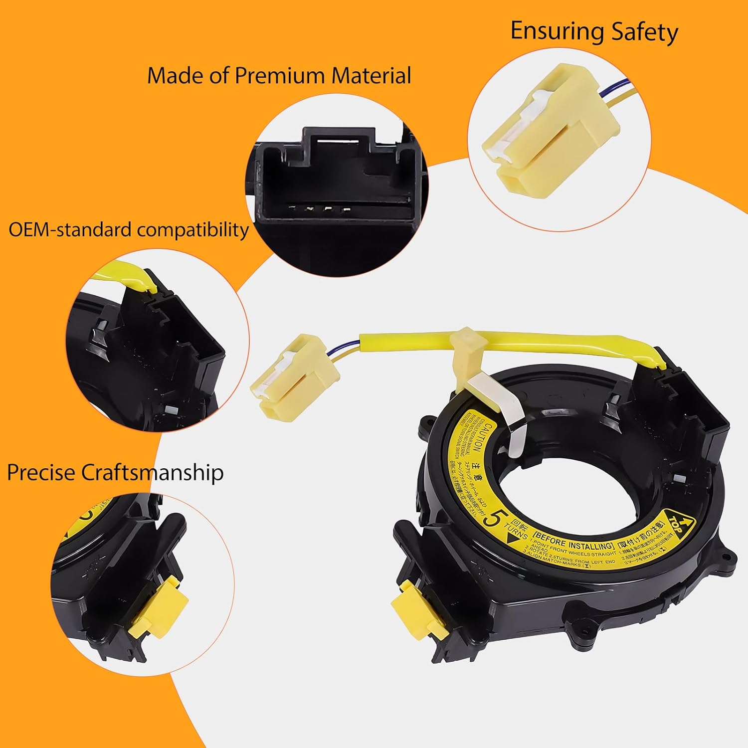 Replacement Wiring Harnesses Clcok-Spring for Toyota Corolla/Tundra 2000-2002, RAV4 1998-2003, Tacoma/Sequoia 2000-2004, 4Runner 1997-2002, Camry 1999-2001, Sienna/Avalon/Prius 2000-2003 84306-0C010
