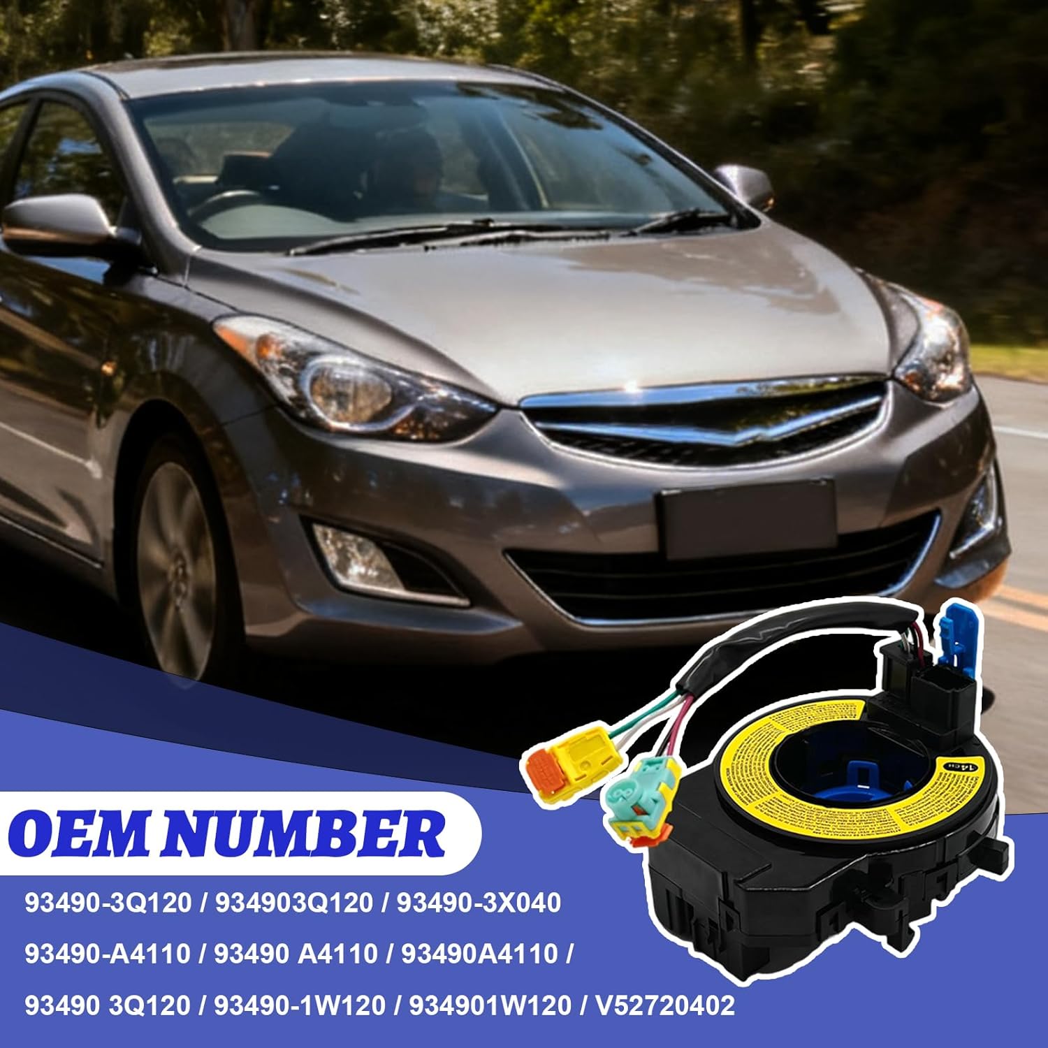 Replacement Steering Wheel Wire Harness for Hyundai Elantra 2011 2012 2013 2014 2015 2016, for Hyundai Sonata 2009 2010 2011 2012 2013 2014 2015 OE Number 93490-3X040 93490-3Q120