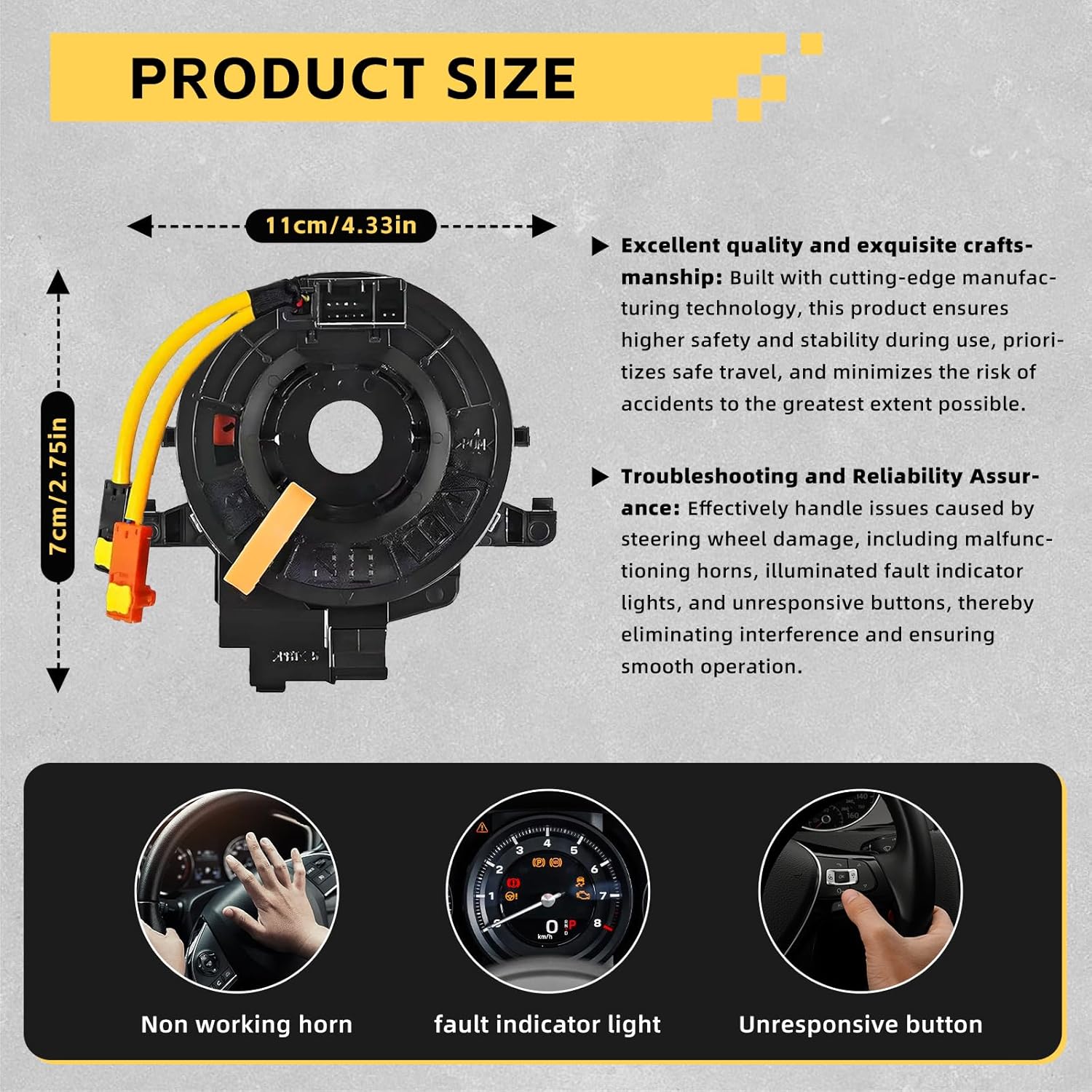Replacement Wire Clock Spring Spiral Cable - Replaces 84306-48030 84306-0E010