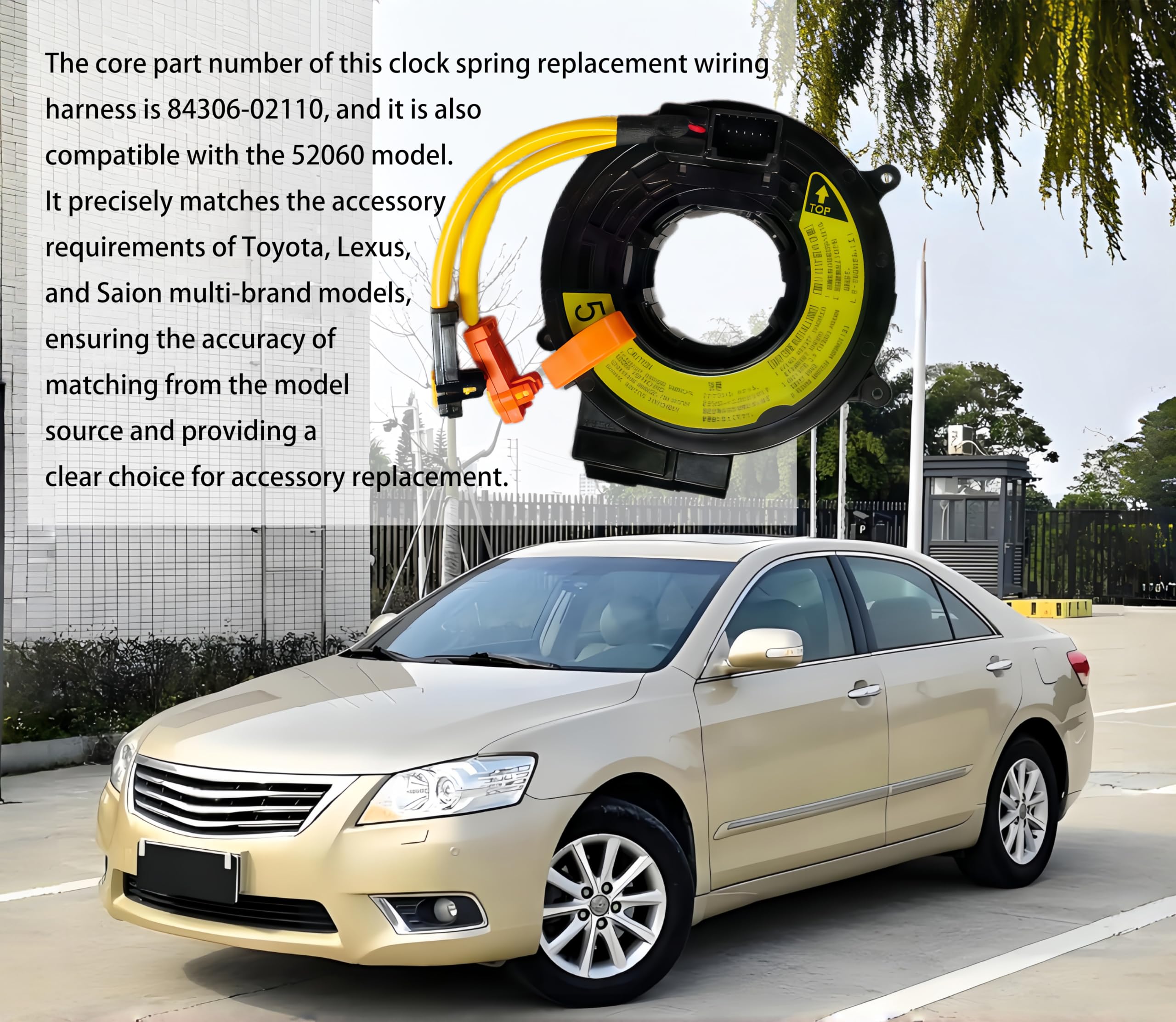 84306-02110 Wire Spring Harness Compatible with Toyota Corolla/Matrix (2003–2008), Camry (2002–2006), Sienna (2004–2010), Highlander (2004–2007), Lexus LS430 (2001–2006), Scion tC/xA/xB (2004–2010)