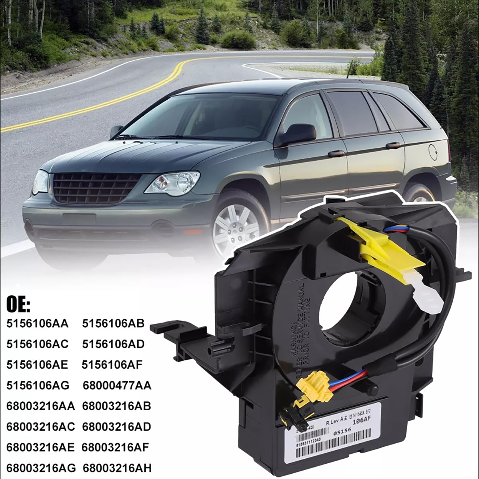 5156106AD 05156106AF Replace Parts Clock-SpringOEM 5156106AF with Angle Sensor for Jeep Wrangler JK 2007-2018,for Chrysler 200 and Fit Dodge