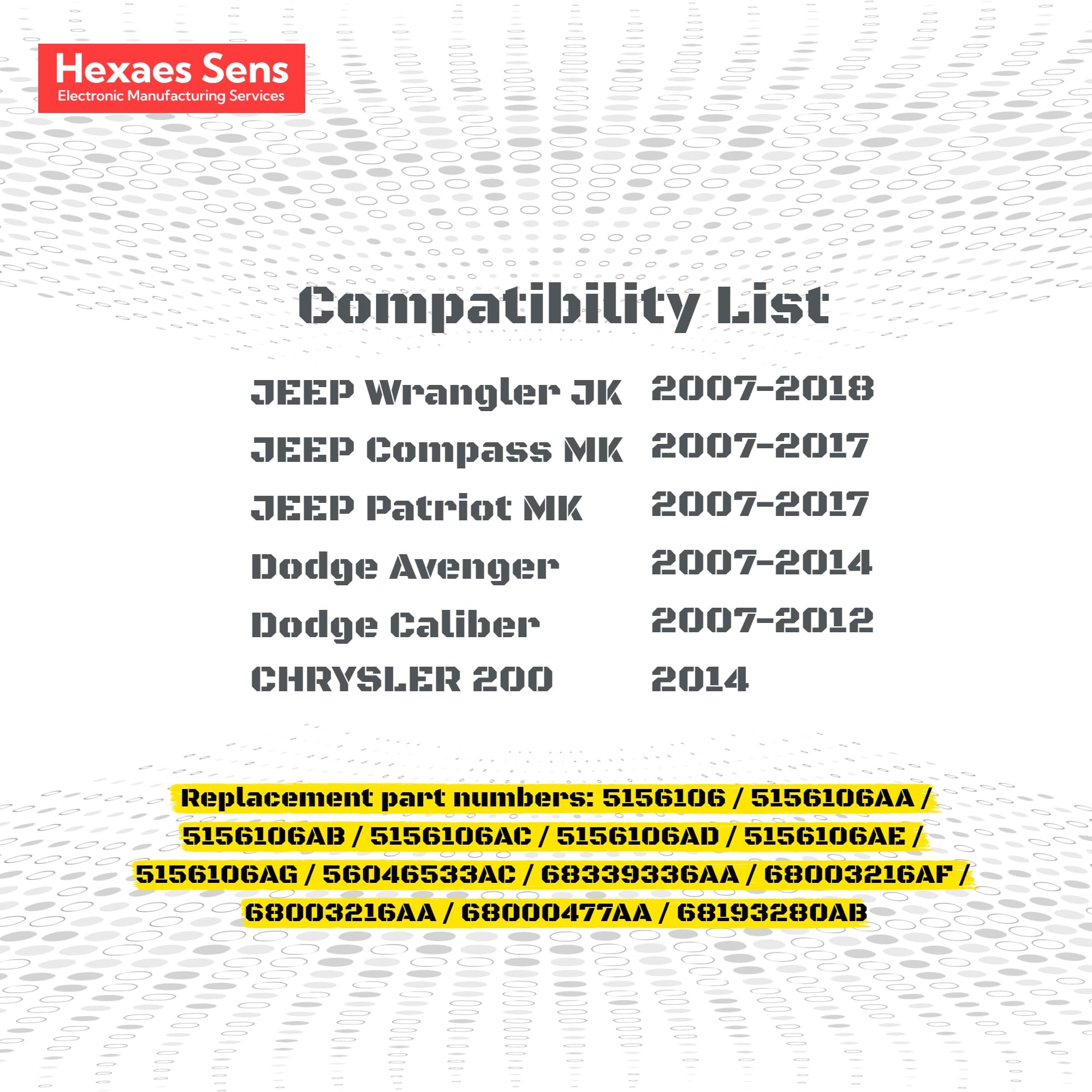 5156106AF 68003216AA Replacement Steering Wheel Wire Clcok Spring with an Angle Sensor Compatible with Jeep Wrangler JK,Grand Cherokee WK,Compass MK,Patriot MK 2007-2018