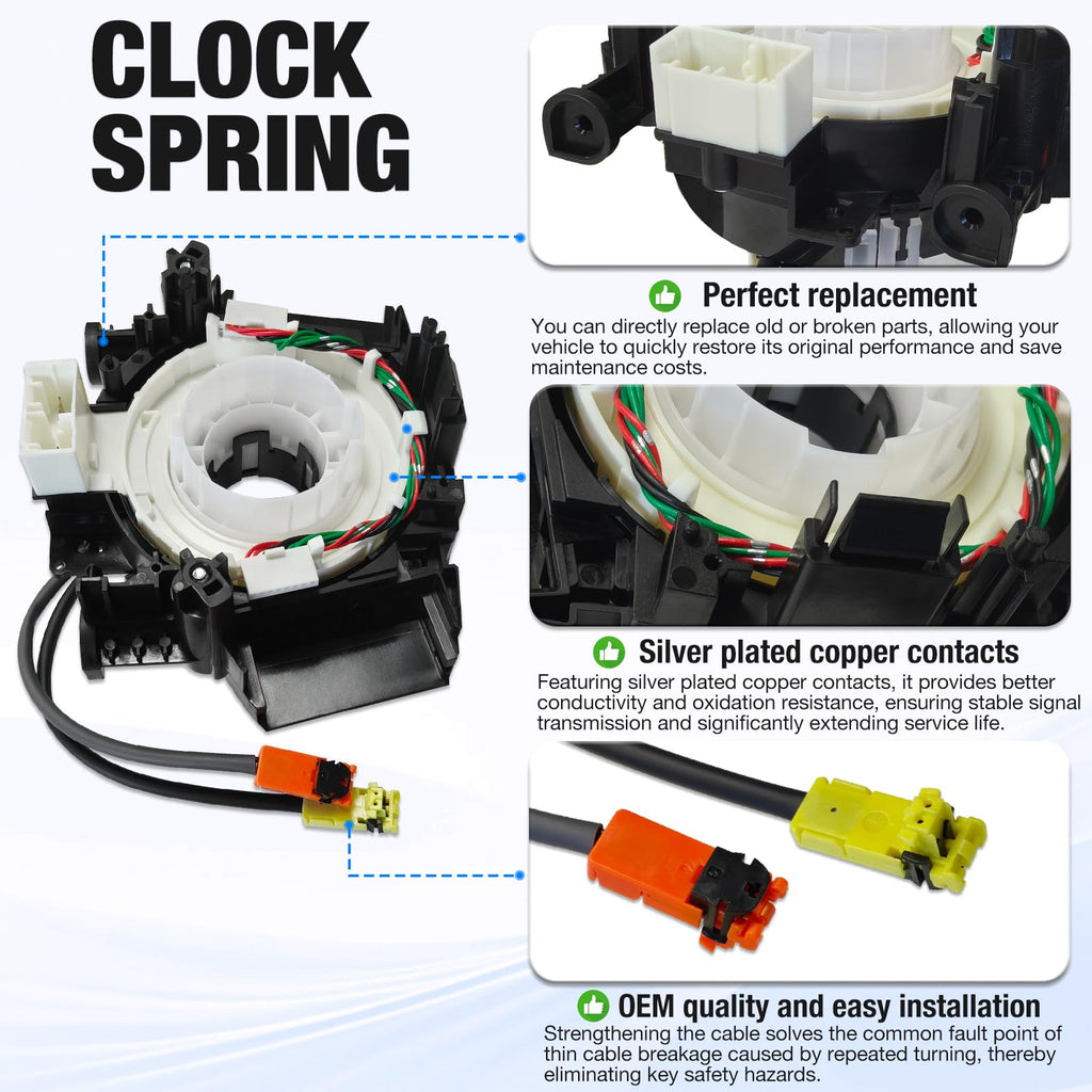 Wiring Harnesses Clcok-Spring for Nissan Titan 2004–2015, Nissan Rogue 2007–2015, Nissan Versa/Sentra 2007–2012, Murano 2003–2007, Maxima/Quest/350Z 2004–2009 Replacement# B5567-CB66A 25567-5X00A