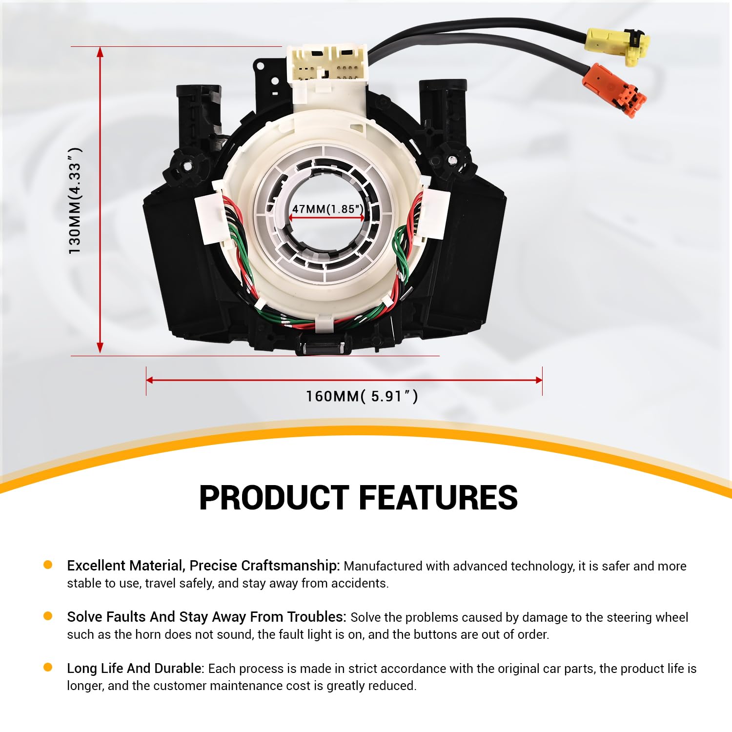 Replacement Clock Spring Compatible with Nissan Frontier&Xterra 2006-2015 ，Pathfinder 2006 2007 2008 2009 2010 2011 2012，Armada 2008 2009 2010 2011 2012 2013 2014 2015 No Heated Steering Wheel.