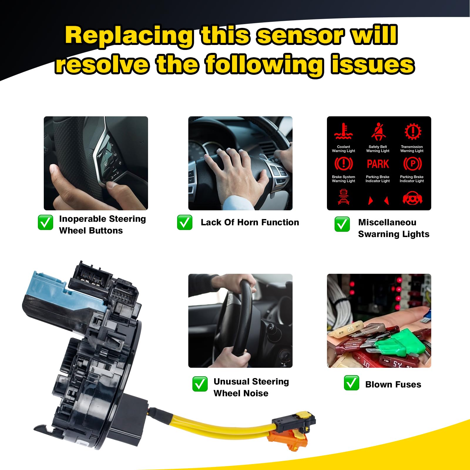 89245-30110 Steering Angle Sensor Replacement for Toyota Tacoma 2005-2015, for 4Runner 2010-2020, Sienna 2010-2020, Tundra 2017-2021, Prius 2004-2009 89245-0E020/89245-0N020/74010/0C030/12050/0D060