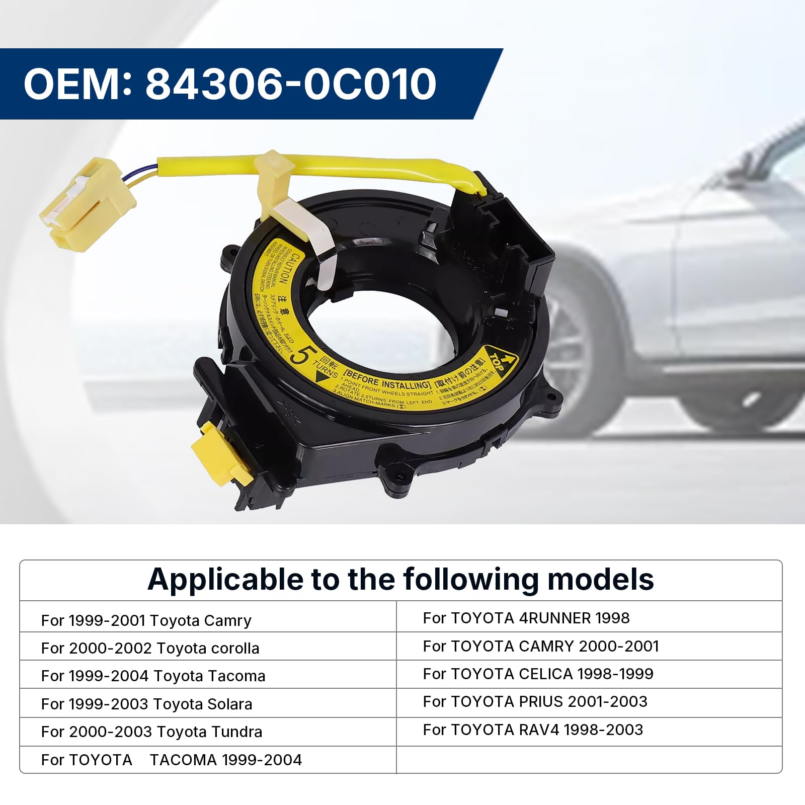 84306-0C010 Clock-Spring 84306-12070 For Tacoma 1999-2004 4Runner 1997-2000 Sienna 1999-2003