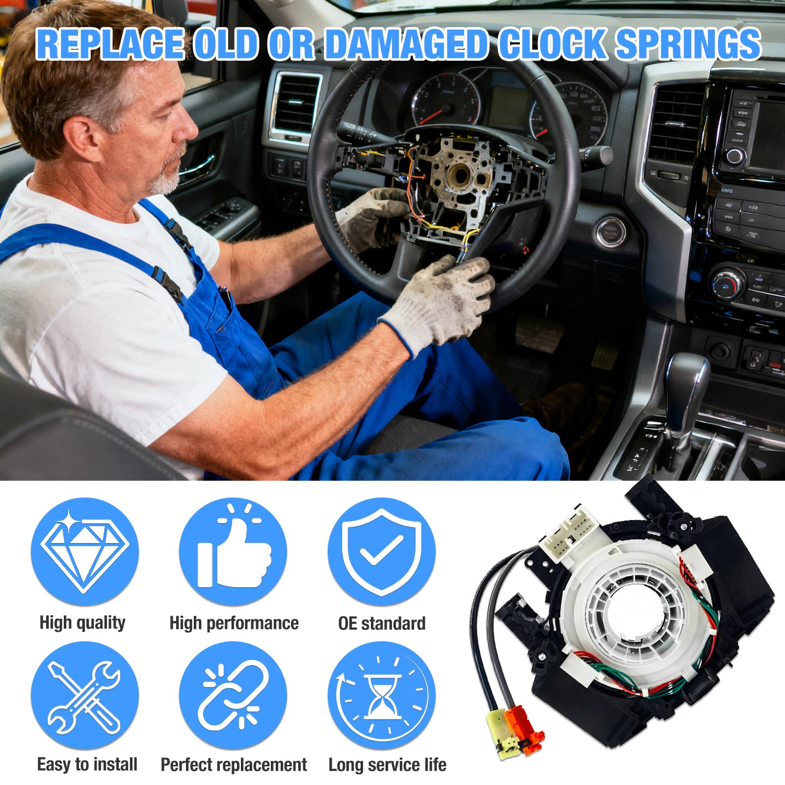 Wiring Harnesses Clcok-Spring for Nissan Titan 2004–2015, Nissan Rogue 2007–2015, Nissan Versa/Sentra 2007–2012, Murano 2003–2007, Maxima/Quest/350Z 2004–2009 Replacement# B5567-CB66A 25567-5X00A